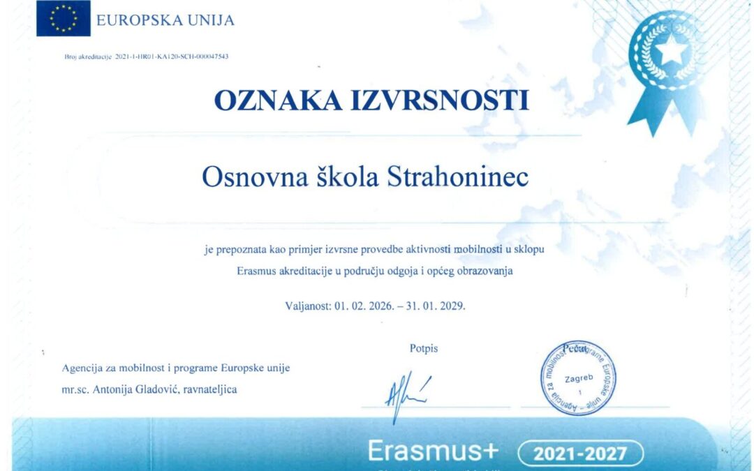 Veliko priznanje za našu školu: Ponovno smo u vrhu Europe!